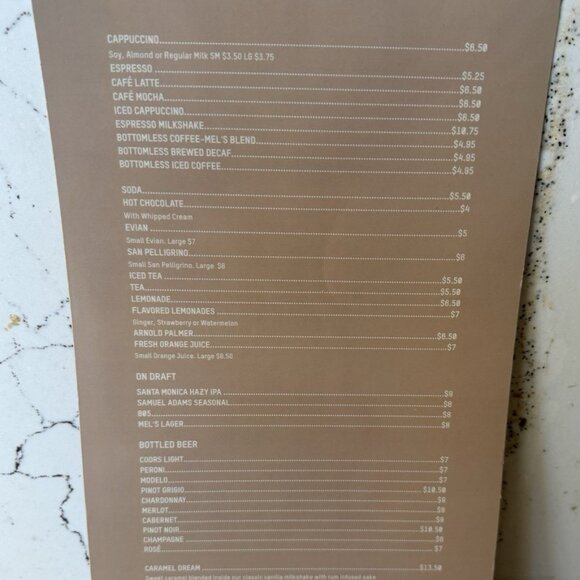 SKIMS Pop Up Cafe Menu Los Angeles Mel’s Diner - Picture 2 of 5